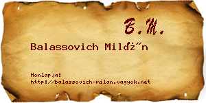 Balassovich Milán névjegykártya